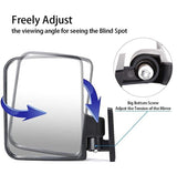 Freely adjustable side view mirror for a car, showcasing its flexible positioning for optimal visibility.